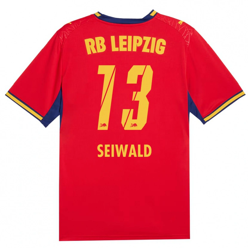 Danxen Bambino Maglia Nicolas Seiwald #13 Rosso Giallo Blu Reale Kit Gara Away 2026/27 Maglietta