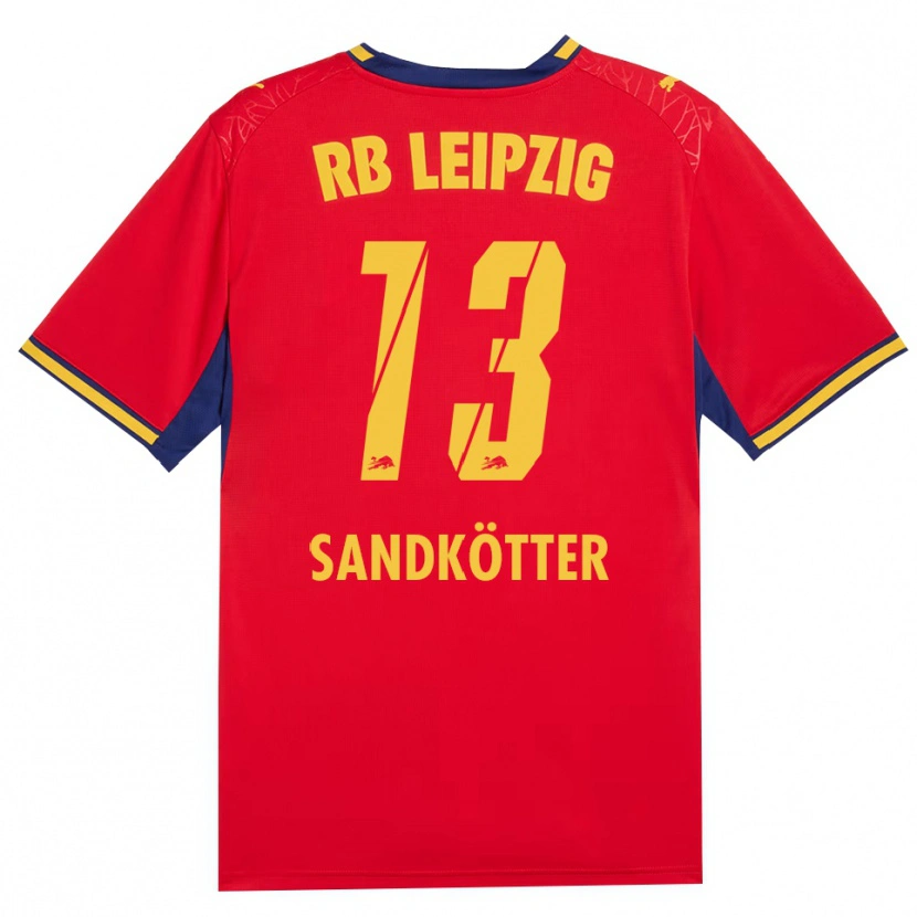 Danxen Bambino Maglia Constantin Sandkötter #13 Rosso Giallo Blu Reale Kit Gara Away 2026/27 Maglietta