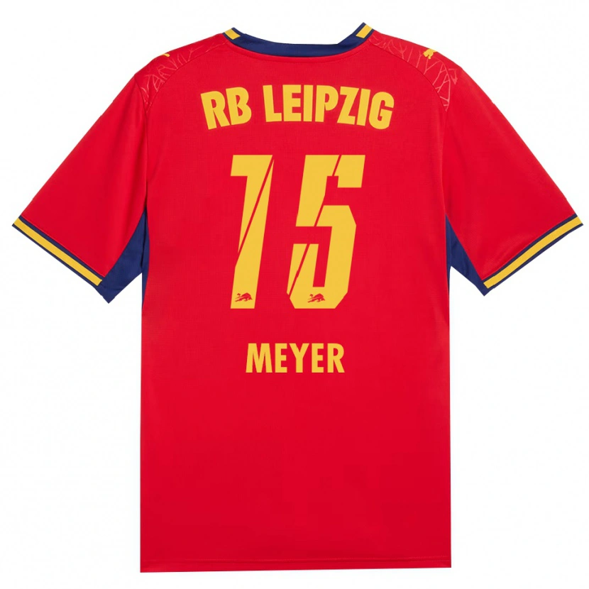 Danxen Bambino Maglia Tim Meyer #15 Rosso Giallo Blu Reale Kit Gara Away 2026/27 Maglietta