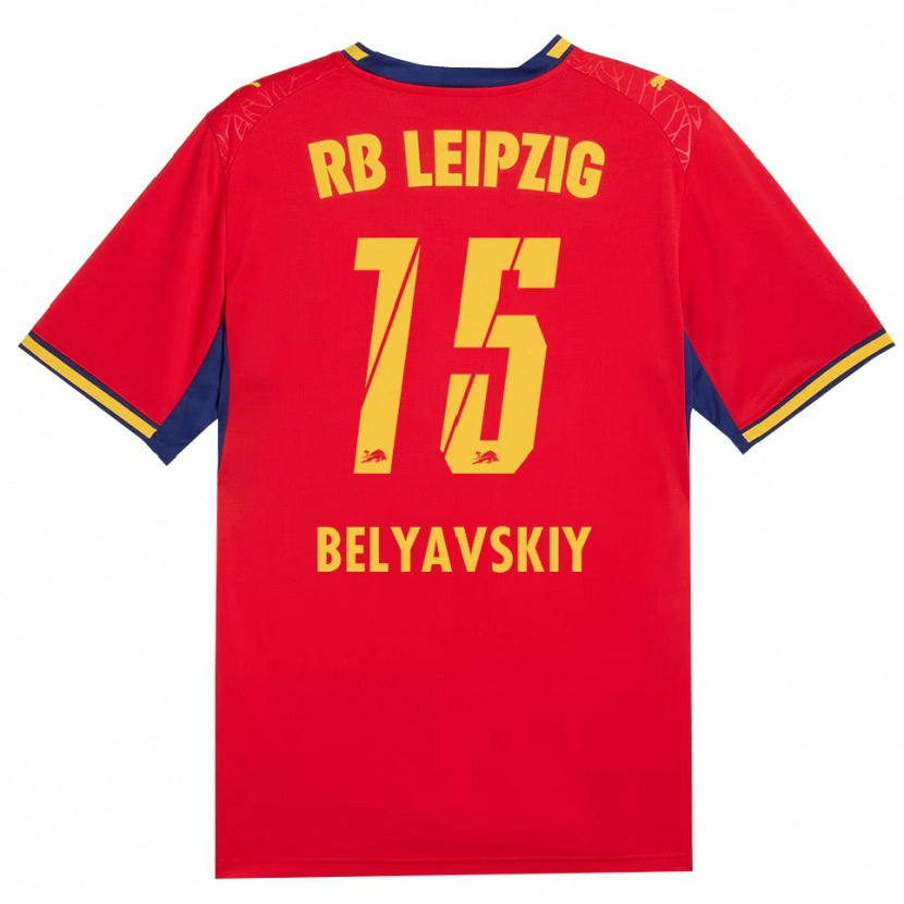 Danxen Bambino Maglia David Belyavskiy #15 Rosso Giallo Blu Reale Kit Gara Away 2026/27 Maglietta