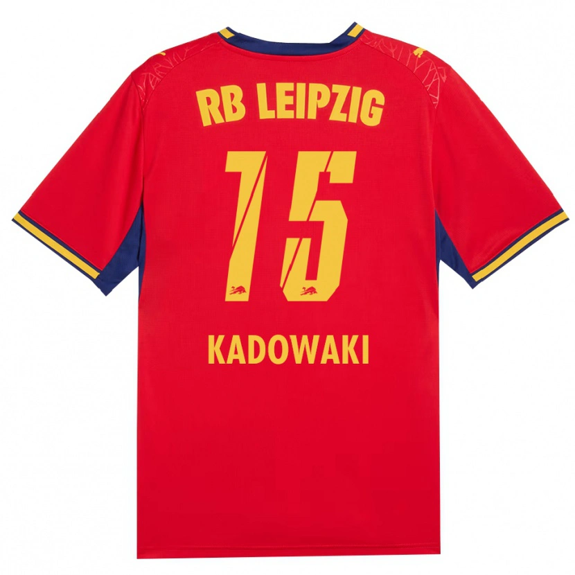 Danxen Bambino Maglia Mai Kadowaki #15 Rosso Giallo Blu Reale Kit Gara Away 2026/27 Maglietta