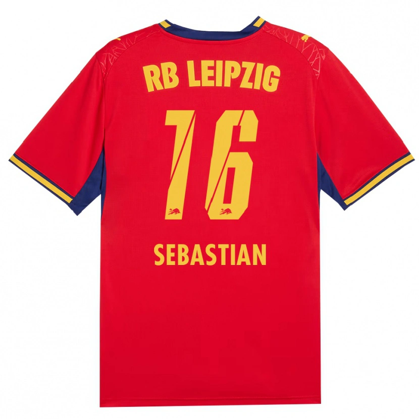 Danxen Bambino Maglia Jordy Sebastian #16 Rosso Giallo Blu Reale Kit Gara Away 2026/27 Maglietta