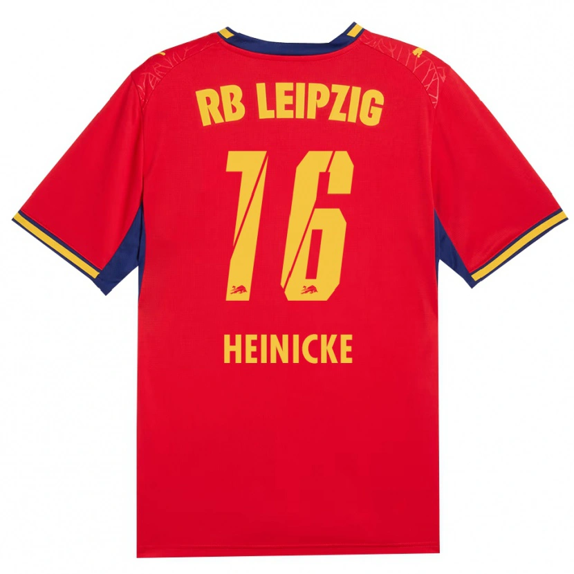 Danxen Bambino Maglia Niklas Heinicke #16 Rosso Giallo Blu Reale Kit Gara Away 2026/27 Maglietta