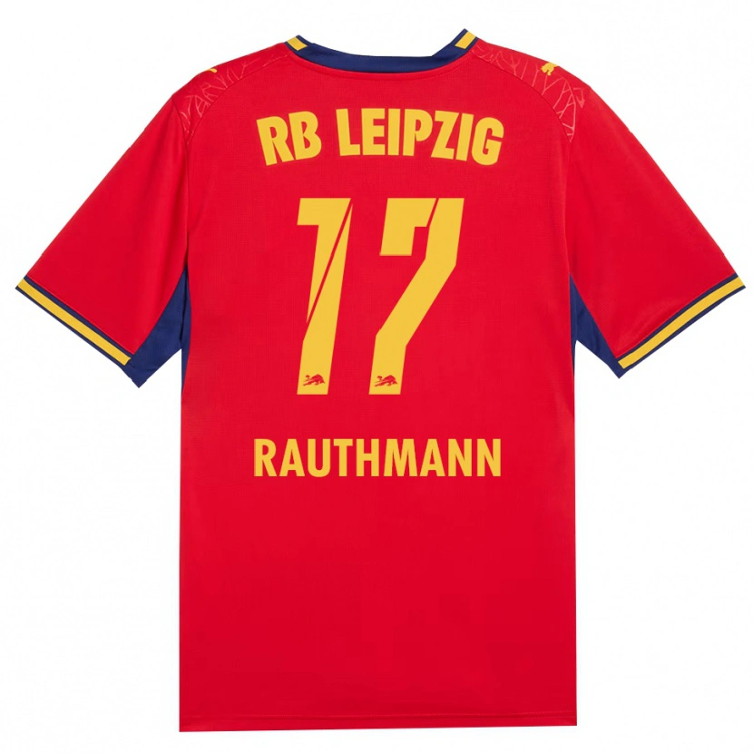 Danxen Bambino Maglia Nick Rauthmann #17 Rosso Giallo Blu Reale Kit Gara Away 2026/27 Maglietta