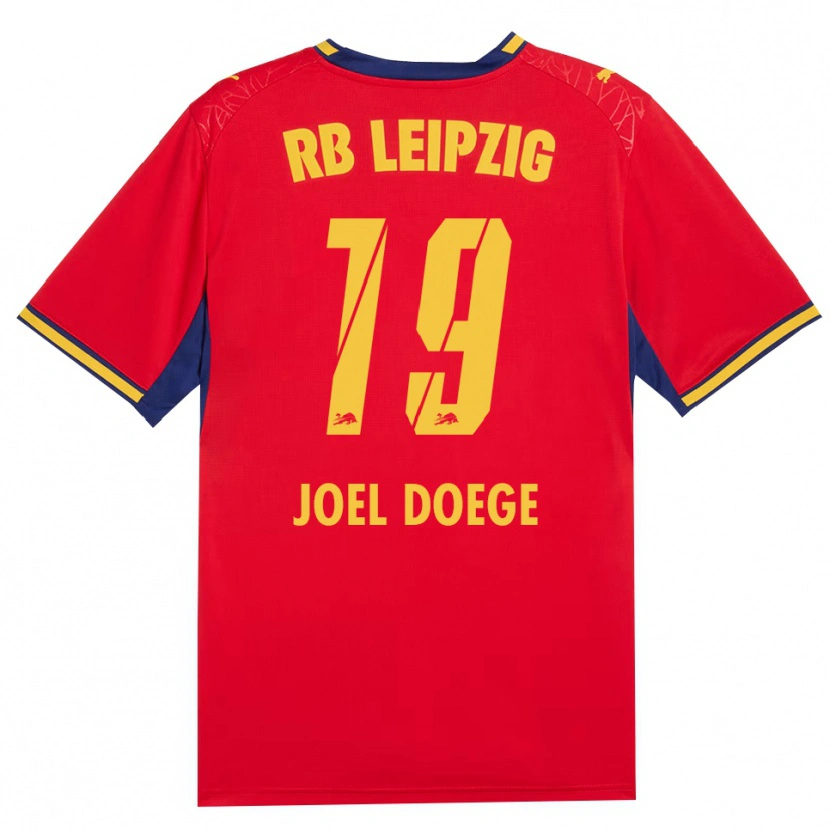 Danxen Bambino Maglia Louis Joel Doege #19 Rosso Giallo Blu Reale Kit Gara Away 2026/27 Maglietta