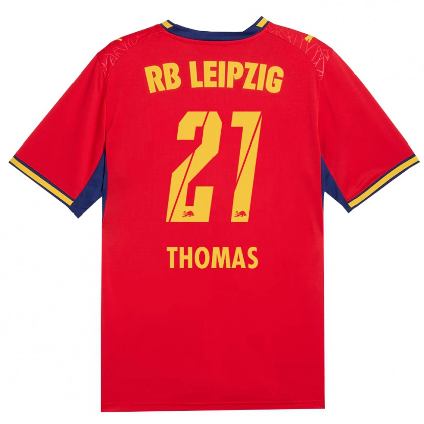Danxen Bambino Maglia Ayodele Thomas #21 Rosso Giallo Blu Reale Kit Gara Away 2026/27 Maglietta