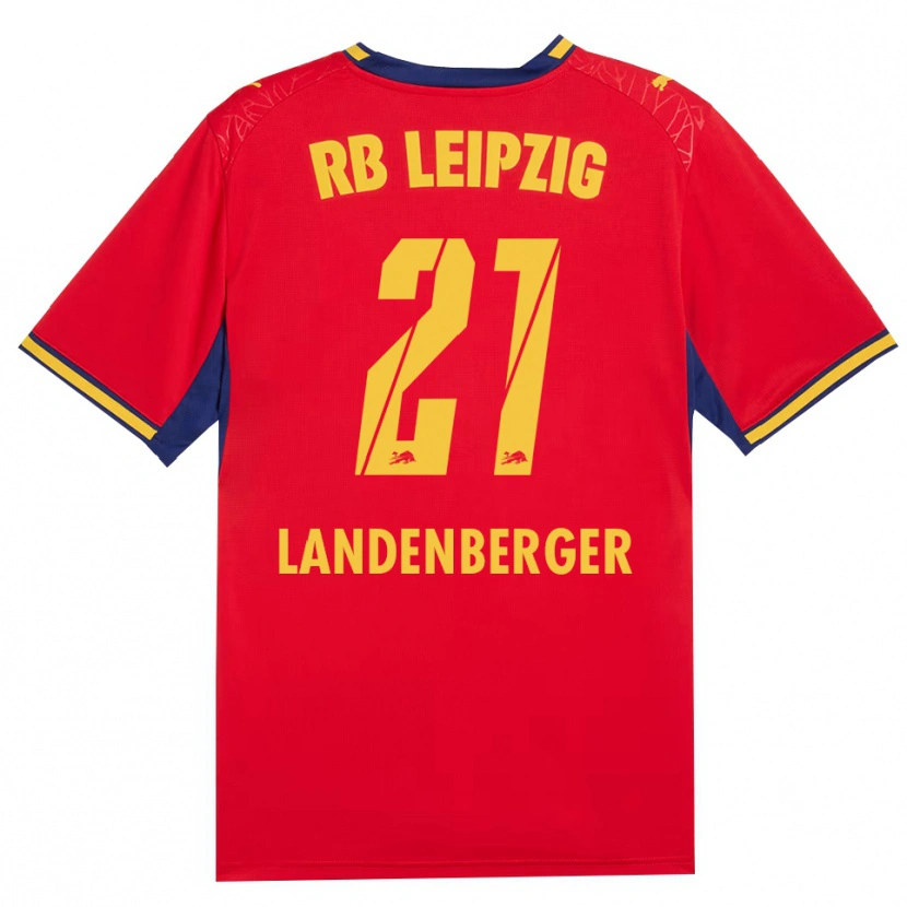 Danxen Bambino Maglia Julia Landenberger #21 Rosso Giallo Blu Reale Kit Gara Away 2026/27 Maglietta