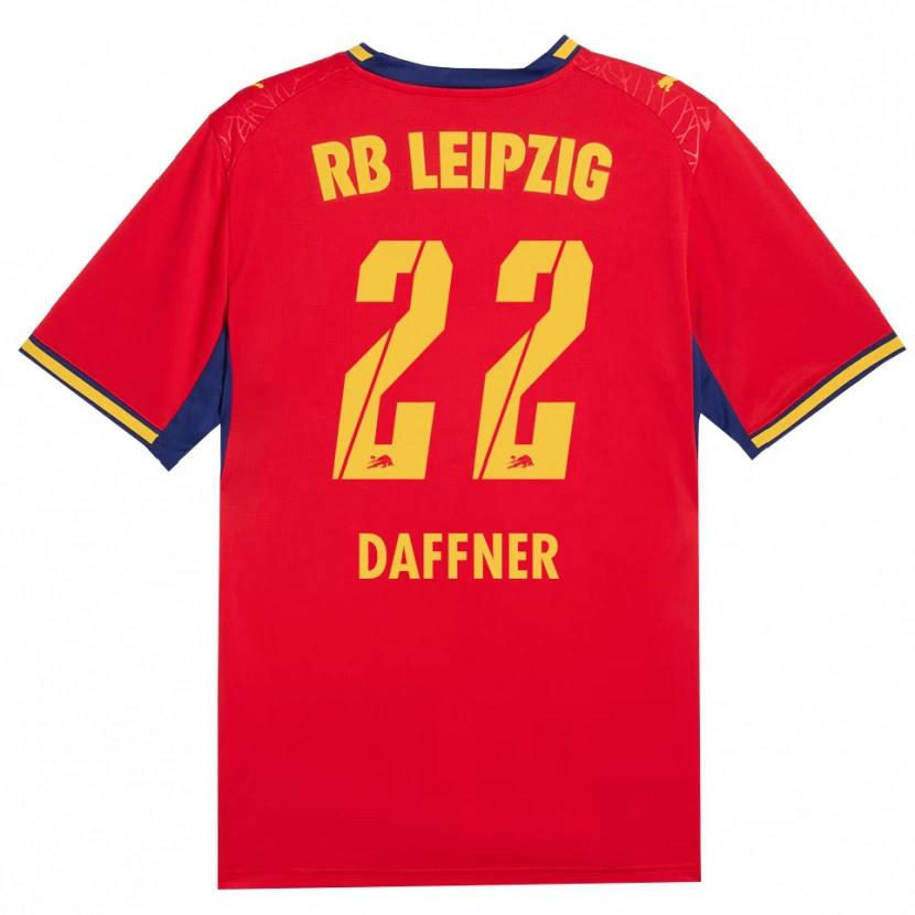 Danxen Bambino Maglia Felix Daffner #22 Rosso Giallo Blu Reale Kit Gara Away 2026/27 Maglietta