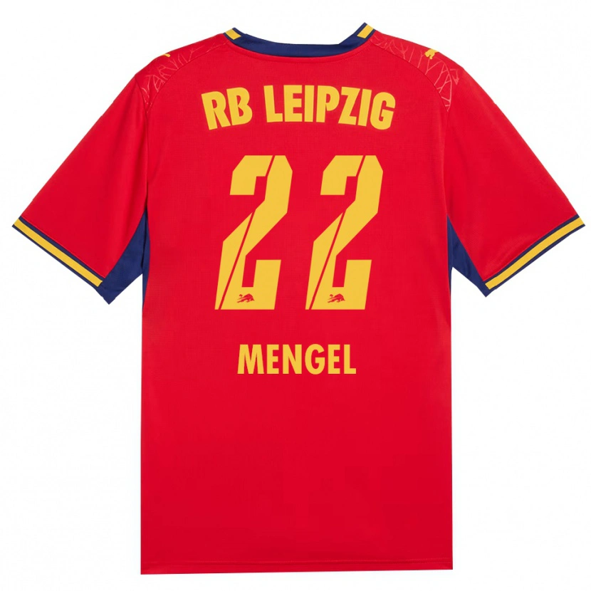 Danxen Bambino Maglia Luca Mengel #22 Rosso Giallo Blu Reale Kit Gara Away 2026/27 Maglietta