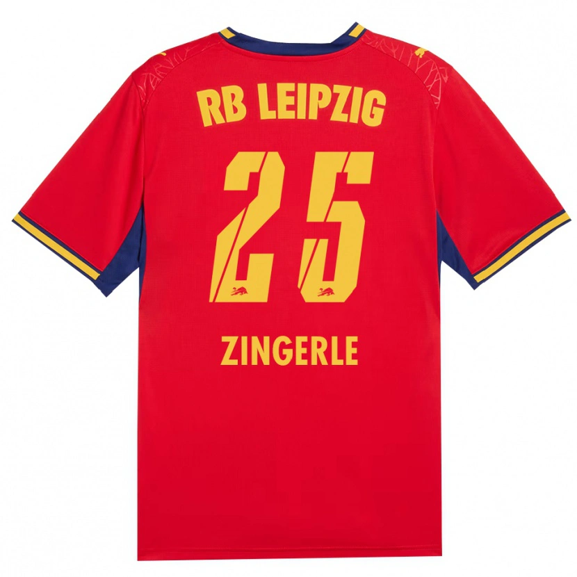 Danxen Bambino Maglia Leopold Zingerle #25 Rosso Giallo Blu Reale Kit Gara Away 2026/27 Maglietta