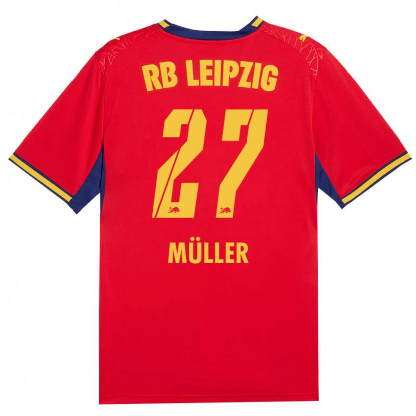 Danxen Bambino Maglia Marlene Müller #27 Rosso Giallo Blu Reale Kit Gara Away 2026/27 Maglietta