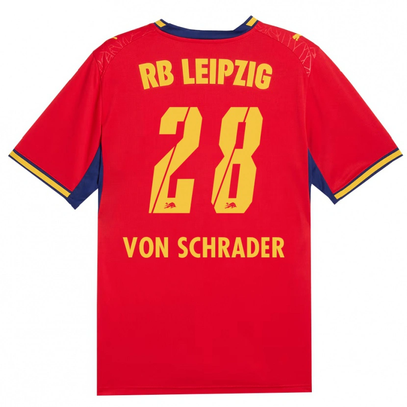 Danxen Bambino Maglia Lina Von Schrader #28 Rosso Giallo Blu Reale Kit Gara Away 2026/27 Maglietta