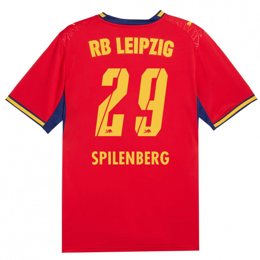 Danxen Bambino Maglia Maja Spilenberg #29 Rosso Giallo Blu Reale Kit Gara Away 2026/27 Maglietta