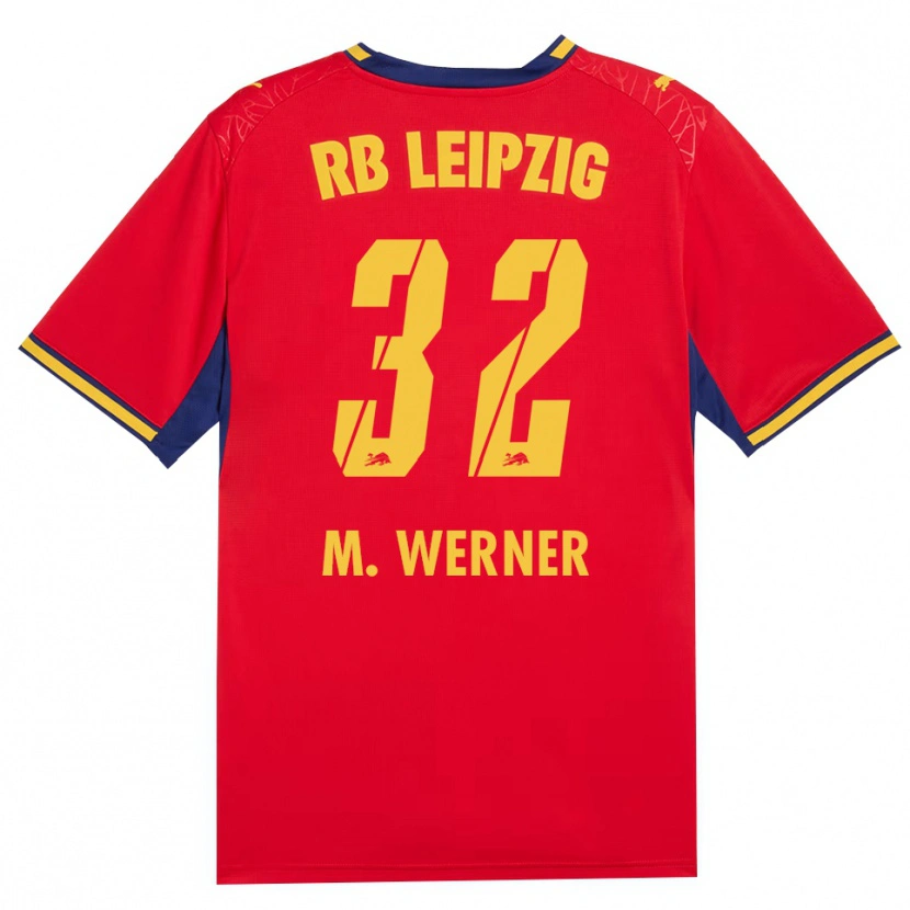 Danxen Bambino Maglia Mia Werner #32 Rosso Giallo Blu Reale Kit Gara Away 2026/27 Maglietta