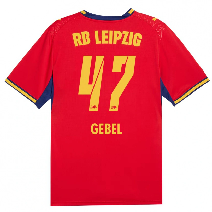 Danxen Bambino Maglia Viggo Gebel #47 Rosso Giallo Blu Reale Kit Gara Away 2026/27 Maglietta