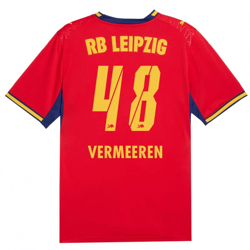 Danxen Bambino Maglia Arthur Vermeeren #48 Rosso Giallo Blu Reale Kit Gara Away 2026/27 Maglietta