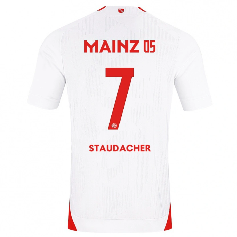 Danxen Bambino Maglia Leon Staudacher #7 Bianco Rosso Giallo Kit Gara Away 2026/27 Maglietta