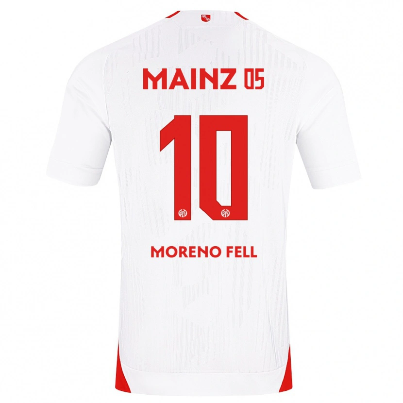 Danxen Bambino Maglia Fabio Moreno Fell #10 Bianco Rosso Giallo Kit Gara Away 2026/27 Maglietta