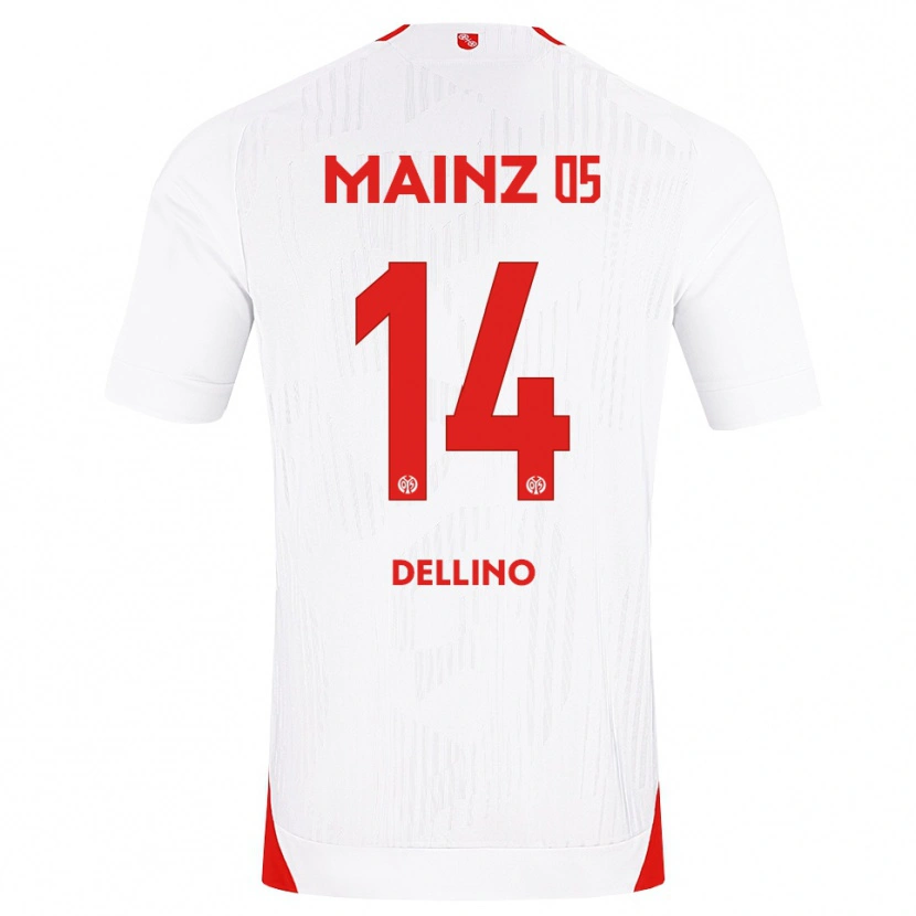 Danxen Bambino Maglia Luca Dellino #14 Bianco Rosso Giallo Kit Gara Away 2026/27 Maglietta