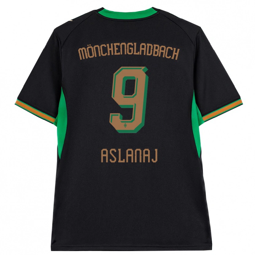 Danxen Bambino Maglia Flaka Aslanaj #9 Nero Arancione Verde Marrone Kit Gara Away 2026/27 Maglietta
