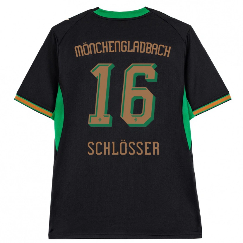 Danxen Bambino Maglia Felix Schlößer #16 Nero Arancione Verde Marrone Kit Gara Away 2026/27 Maglietta