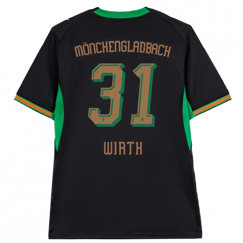 Danxen Bambino Maglia Linus Wirth #31 Nero Arancione Verde Marrone Kit Gara Away 2026/27 Maglietta