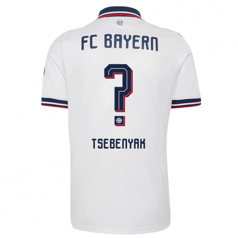 Danxen Bambino Maglia Dmytro Tsebenyak #0 Bianco Grigio Rosso Kit Gara Away 2026/27 Maglietta