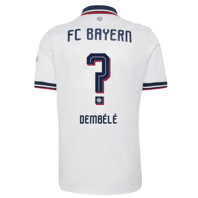 Danxen Bambino Maglia Abdulaye Dembélé #0 Bianco Grigio Rosso Kit Gara Away 2026/27 Maglietta