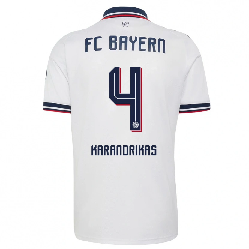 Danxen Bambino Maglia Konstantinos Karandrikas #4 Bianco Grigio Rosso Kit Gara Away 2026/27 Maglietta