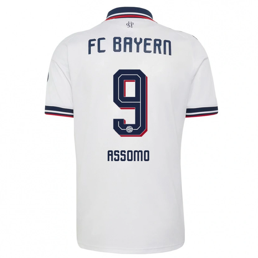 Danxen Bambino Maglia Bastian Assomo #9 Bianco Grigio Rosso Kit Gara Away 2026/27 Maglietta