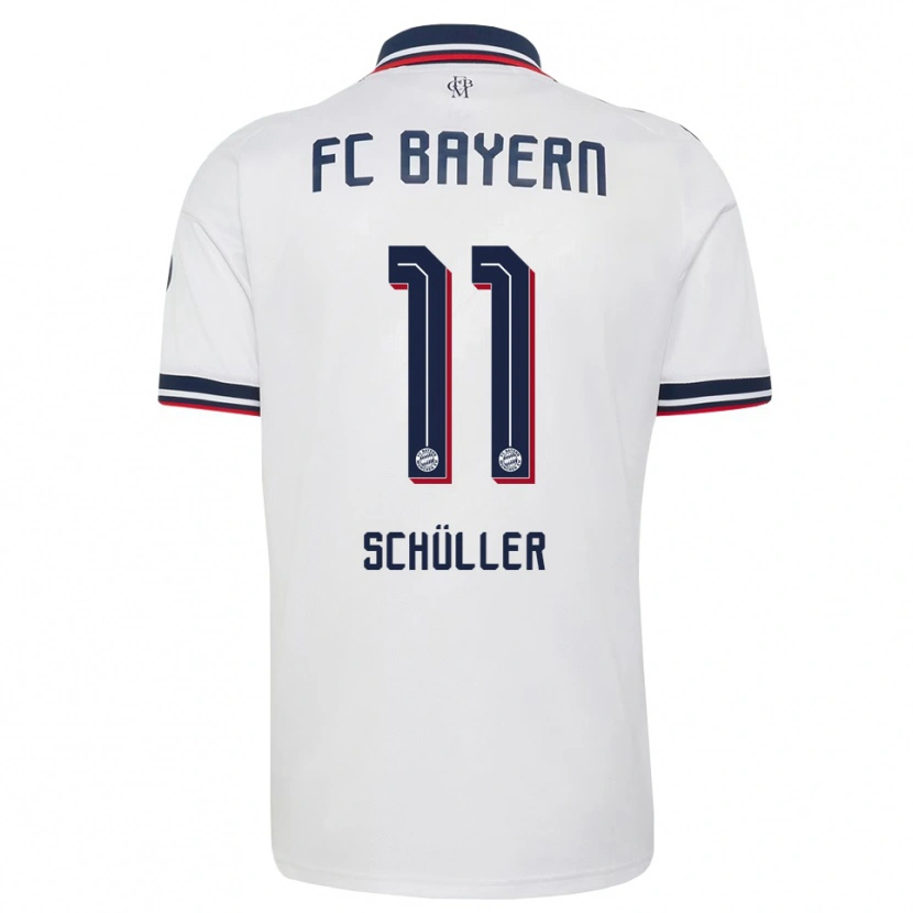 Danxen Bambino Maglia Lea Schüller #11 Bianco Grigio Rosso Kit Gara Away 2026/27 Maglietta