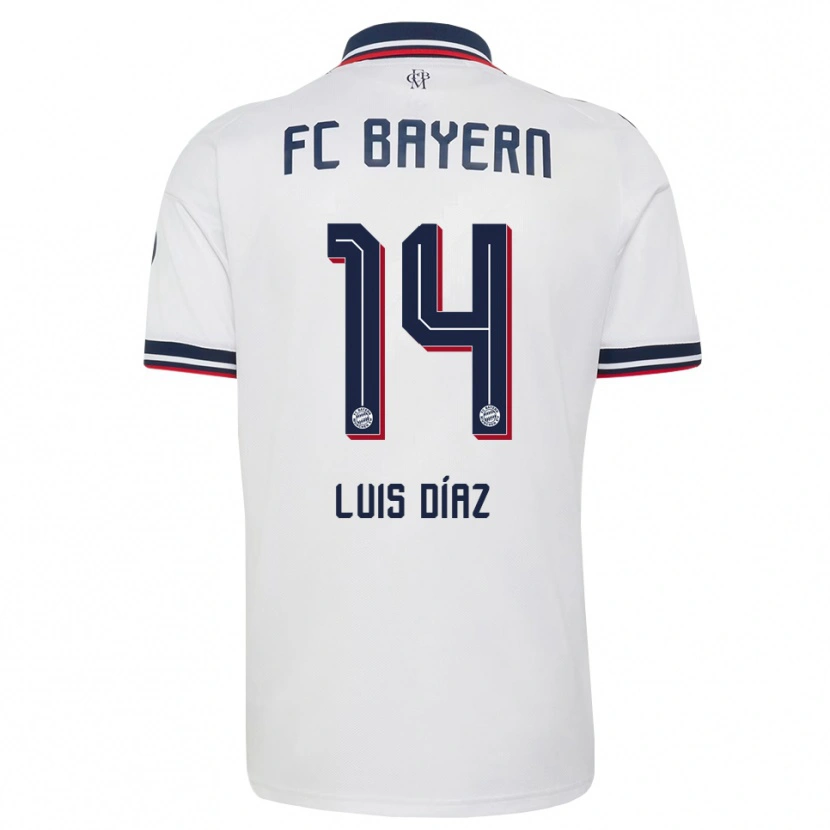 Danxen Bambino Maglia Luis Díaz #14 Bianco Grigio Rosso Kit Gara Away 2026/27 Maglietta