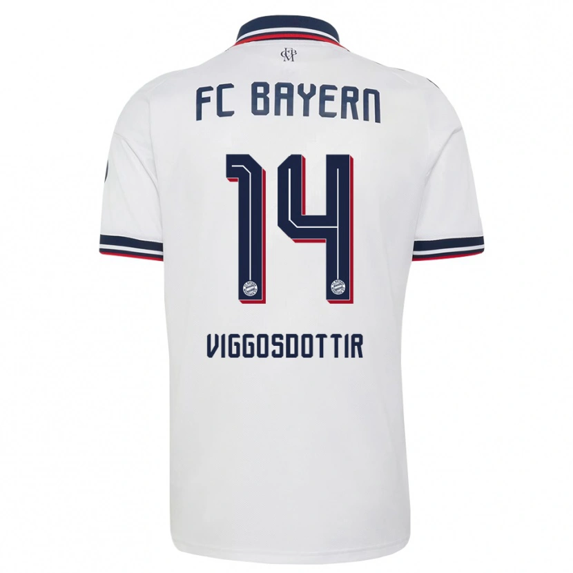 Danxen Bambino Maglia Glodis Perla Viggosdottir #14 Bianco Grigio Rosso Kit Gara Away 2026/27 Maglietta
