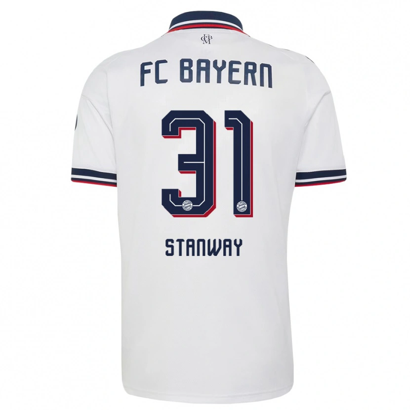 Danxen Bambino Maglia Georgia Stanway #31 Bianco Grigio Rosso Kit Gara Away 2026/27 Maglietta