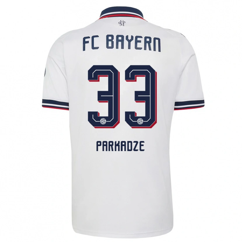 Danxen Bambino Maglia Luka Parkadze #33 Bianco Grigio Rosso Kit Gara Away 2026/27 Maglietta