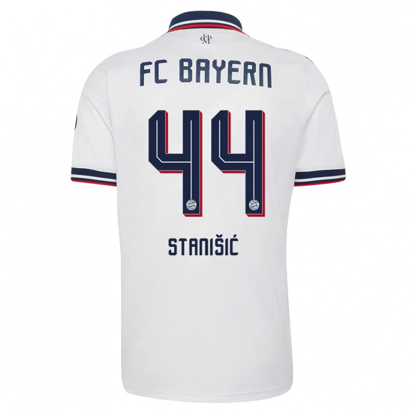 Danxen Bambino Maglia Josip Stanisic #44 Bianco Grigio Rosso Kit Gara Away 2026/27 Maglietta