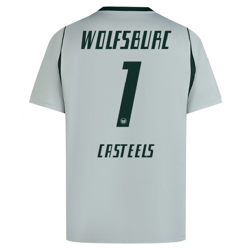 Danxen Bambino Maglia Koen Casteels #1 Grigio Verde Kit Gara Away 2026/27 Maglietta