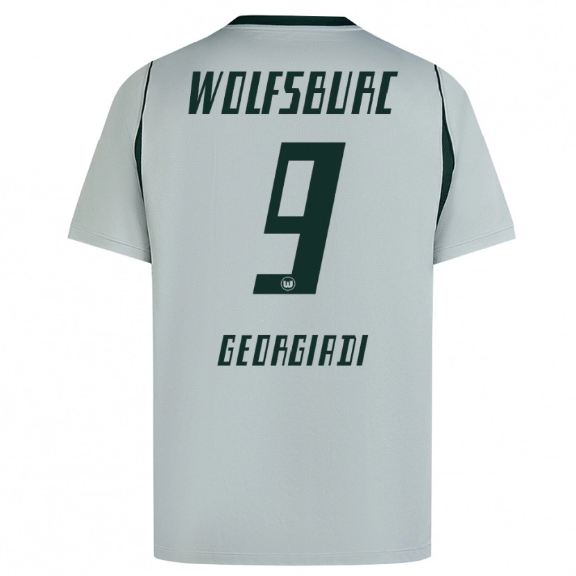 Danxen Bambino Maglia Alexander Georgiadi #9 Grigio Verde Kit Gara Away 2026/27 Maglietta