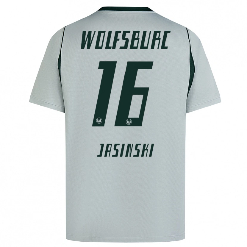 Danxen Bambino Maglia Mateusz Jasinski #16 Grigio Verde Kit Gara Away 2026/27 Maglietta