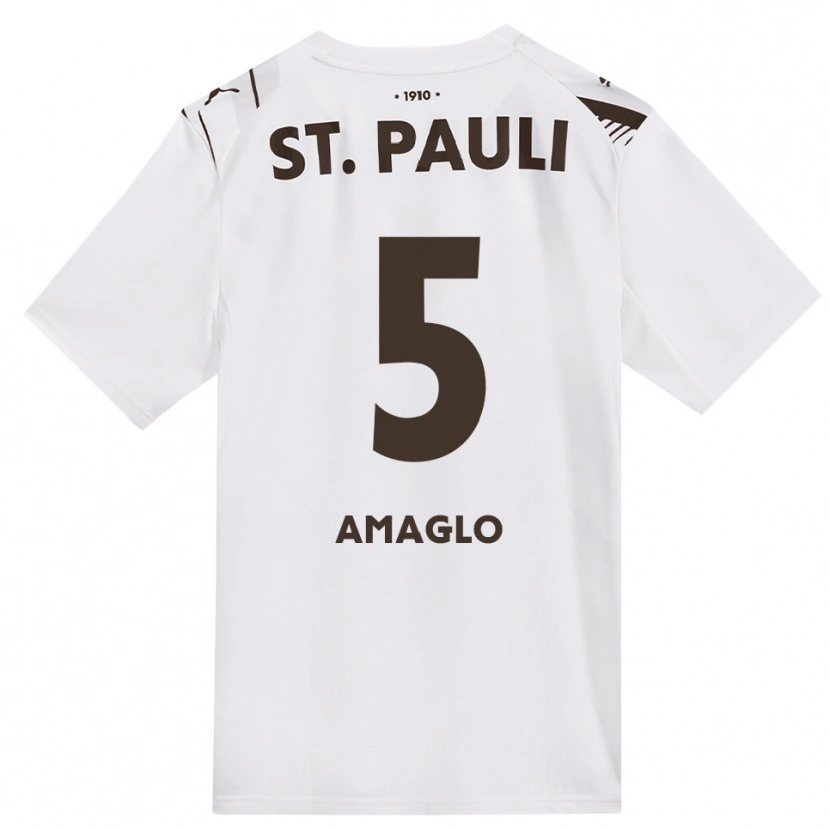 Danxen Bambino Maglia Aron Amaglo #5 Caffè Bianco Rosso Kit Gara Away 2026/27 Maglietta