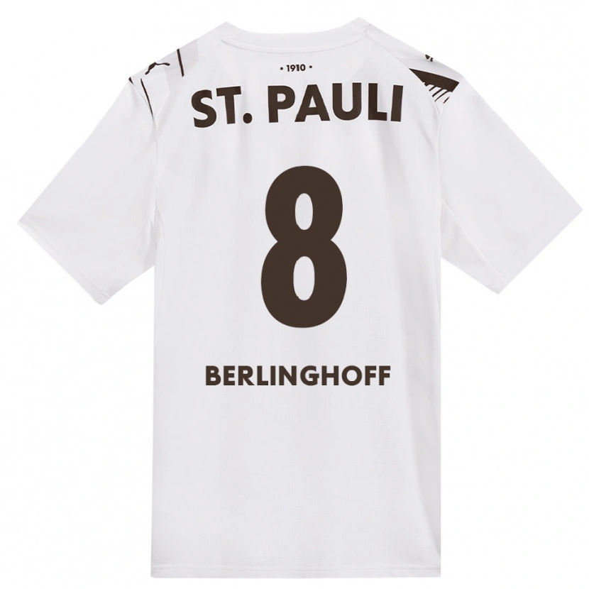 Danxen Bambino Maglia Marlene Berlinghoff #8 Caffè Bianco Rosso Kit Gara Away 2026/27 Maglietta