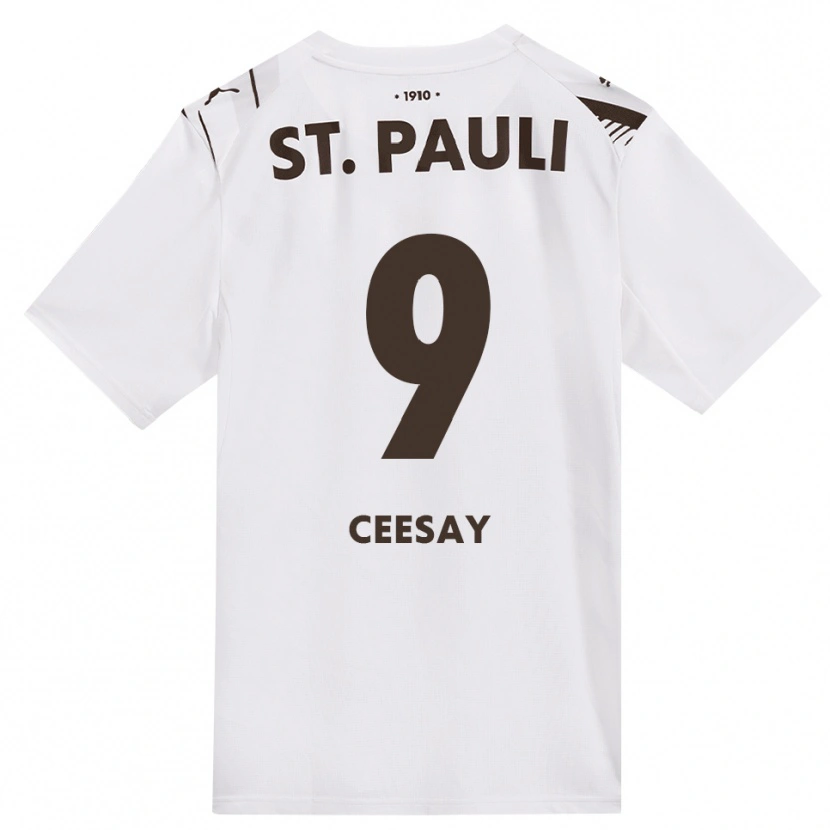 Danxen Bambino Maglia Abdoulie Ceesay #9 Caffè Bianco Rosso Kit Gara Away 2026/27 Maglietta