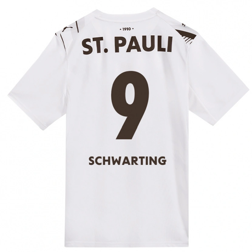 Danxen Bambino Maglia Dominik Schwarting #9 Caffè Bianco Rosso Kit Gara Away 2026/27 Maglietta