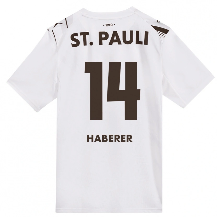 Danxen Bambino Maglia Moritz Haberer #14 Caffè Bianco Rosso Kit Gara Away 2026/27 Maglietta