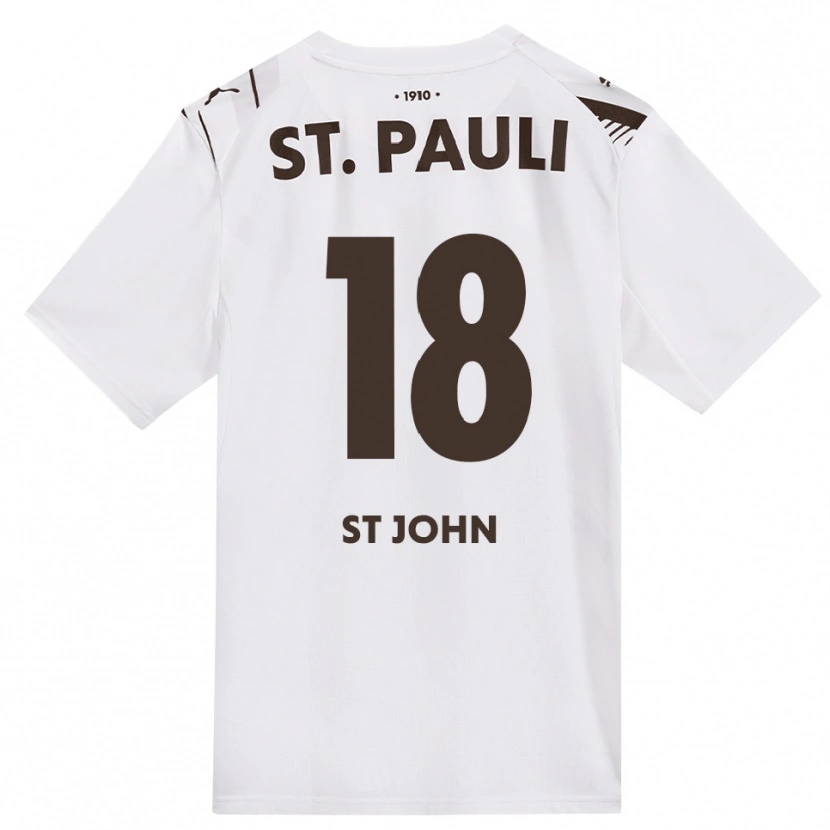 Danxen Bambino Maglia Rawley St. John #18 Caffè Bianco Rosso Kit Gara Away 2026/27 Maglietta