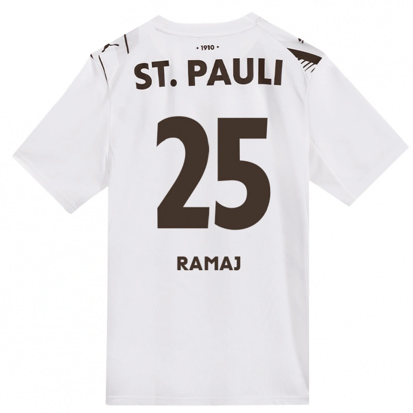 Danxen Bambino Maglia Leotrim Ramaj #25 Caffè Bianco Rosso Kit Gara Away 2026/27 Maglietta