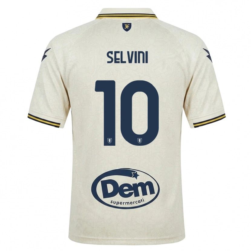 Danxen Bambino Maglia Alessandro Selvini #10 Oldlace Giallo Nero Kit Gara Away 2026/27 Maglietta