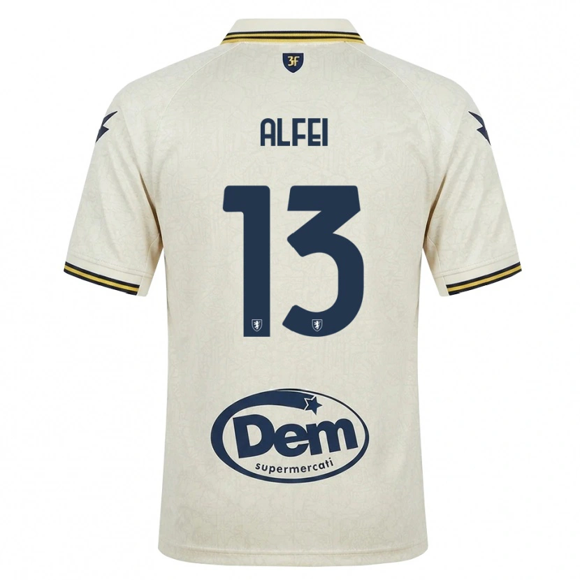 Danxen Bambino Maglia Francesco Alfei #13 Oldlace Giallo Nero Kit Gara Away 2026/27 Maglietta