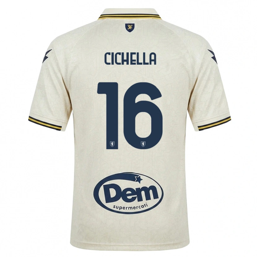 Danxen Bambino Maglia Matteo Cichella #16 Oldlace Giallo Nero Kit Gara Away 2026/27 Maglietta