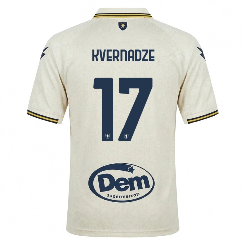 Danxen Bambino Maglia Giorgi Kvernadze #17 Oldlace Giallo Nero Kit Gara Away 2026/27 Maglietta